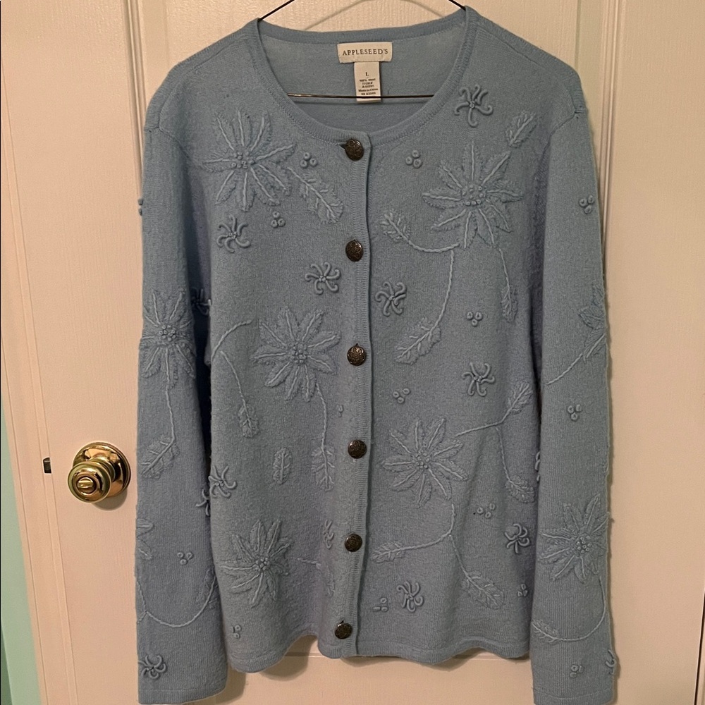 Appleseed's Light Blue Floral Cardigan